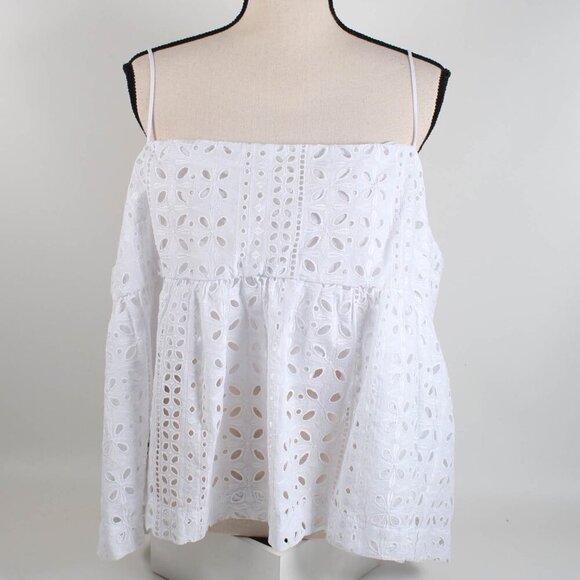 J Crew White Eyelet Babydoll Cami Top - 3X - Picture 1 of 7